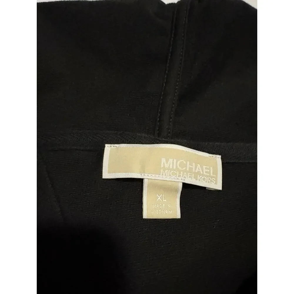 Michael Kors Women’s Black Pullover Hoodie Gold Logo Drawstring Size XL